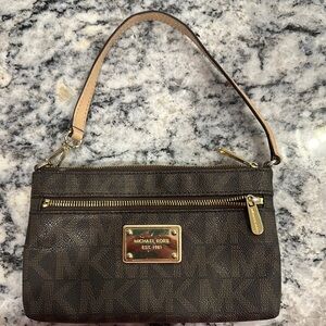 Michael Kors Brown Monogram Wristlet Clutch